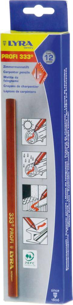 Zimmermannsbleistift oval333 rot 24cm Pak.a12 Lyra