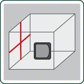 Geometrische Darstellung eines Würfels mit Linien, die sich im rechten Winkel schneiden, und einem schraffierten Quadrat auf einer Fläche, die räumliche Dimensionen veranschaulicht.