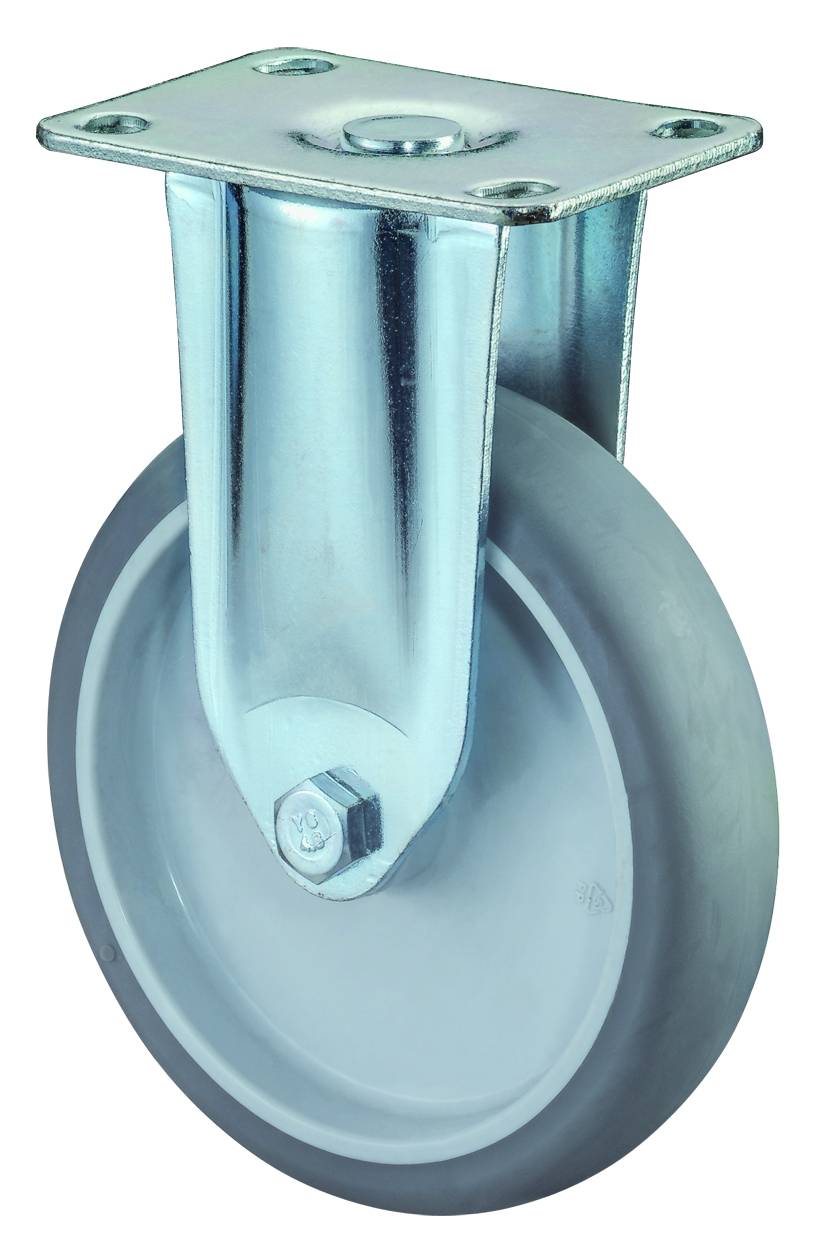 Bockrolle 125 mm,C110 Platte,Gummirad,GL C110.A80.125