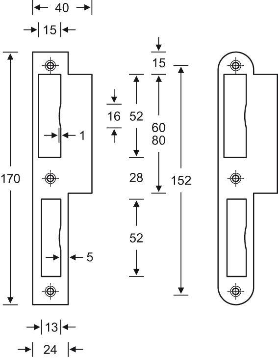 Lappenschliessblech 170mmDIN L 24mm rd. Nickel-sil