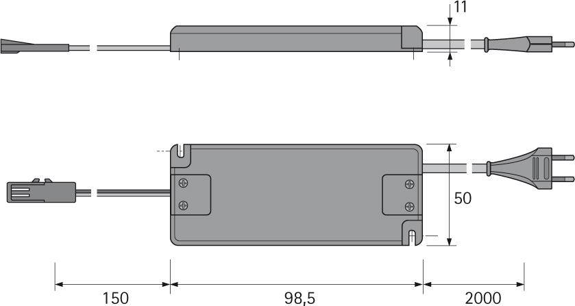 LED EVG 12VDC, 0-6W 220VAC, 2m EFS, 0,2m 1xM1