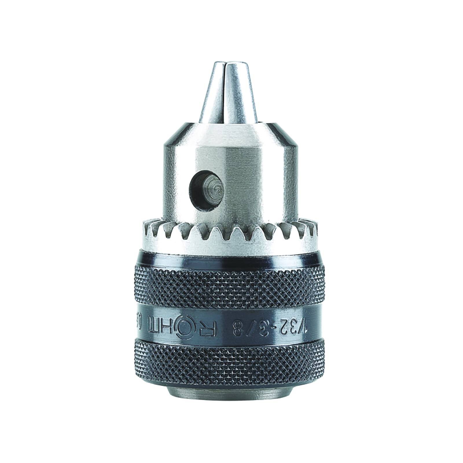 Ein Metallbohrfutter mit eingravierter Messskala, das zum Halten von Bohrspitzen verwendet wird.