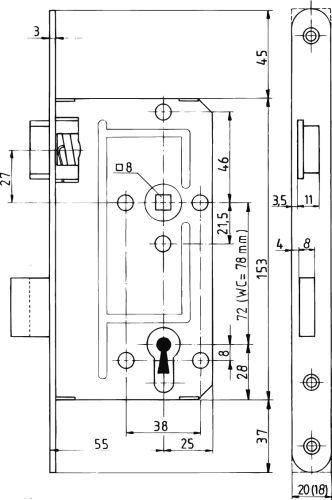 Korr.Schloss Nr.114 1/2 Falz PZW 18 rd. DIN ls