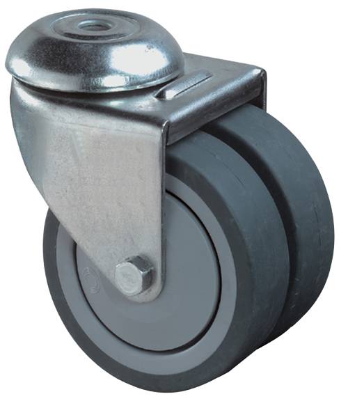 Apparatedoppelrolle, Ø 75mm, 80kg, Radbreite 2x24mm, B101.A85.075