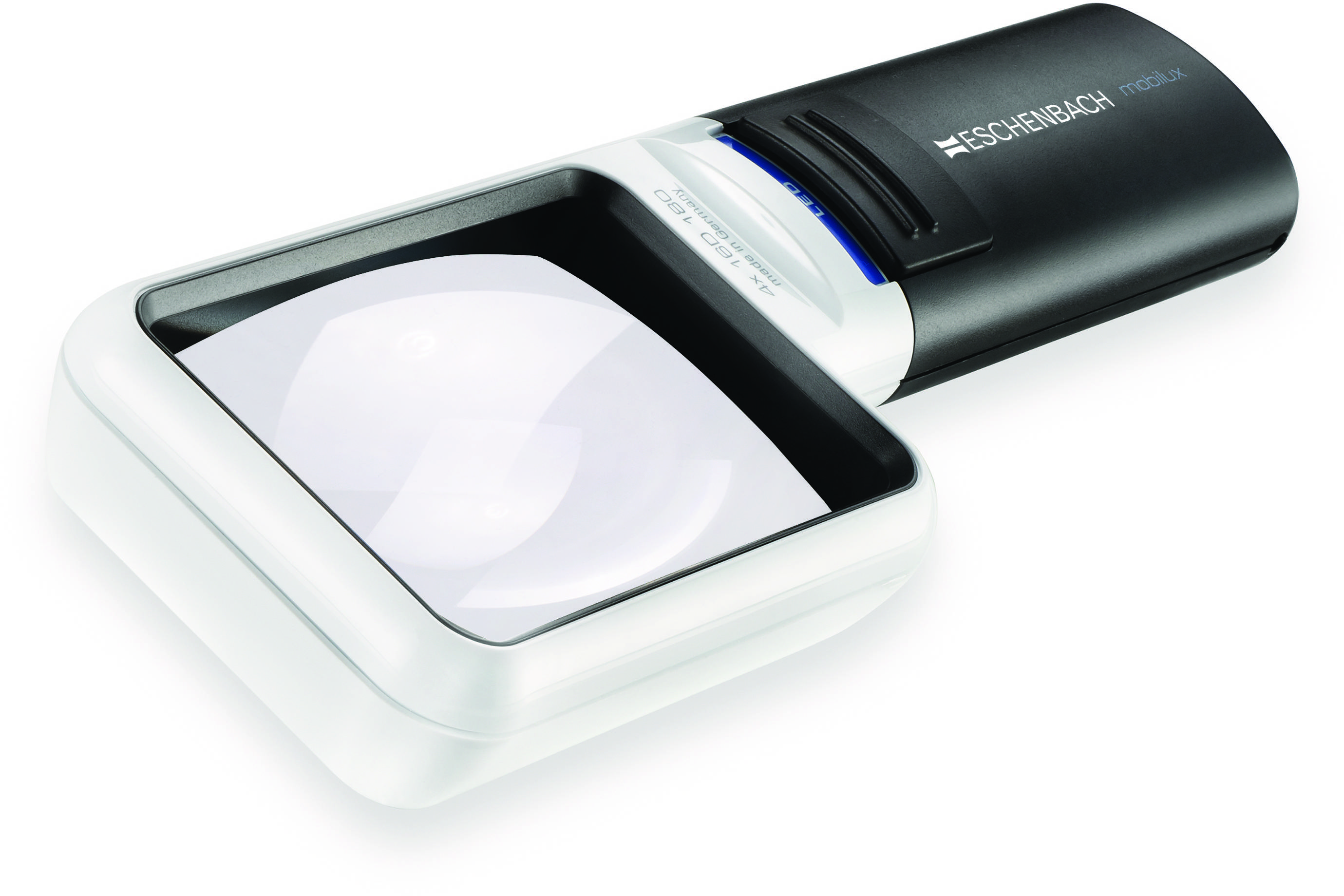Taschenleuchtlupe mobilux® LED, asphär. 4x, 16 dpt., D=75x50 mm