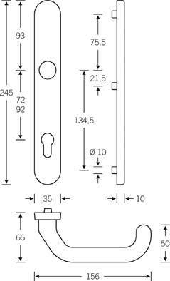 PT-Drückergarnitur,VK8, 06 7816,m.Langsch.ovalF69