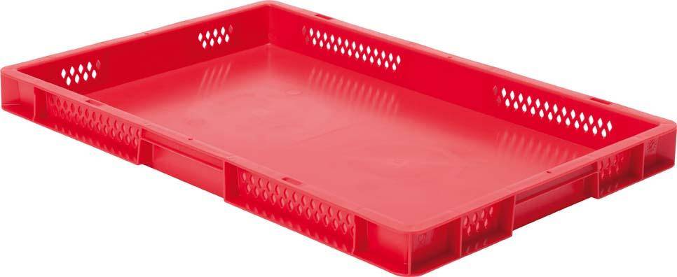 Transport-Stapelkasten B600xT400xH50 mm rot, geschlossen ohne Griffloch