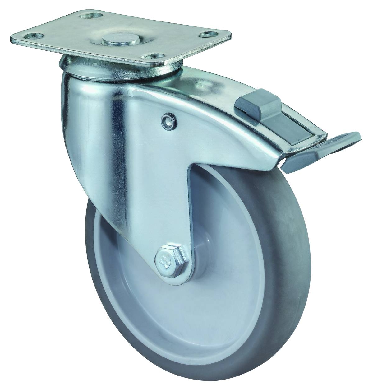 Lenkrolle 100mm,C120 Platte,Gummirad,GL C120.A80.100