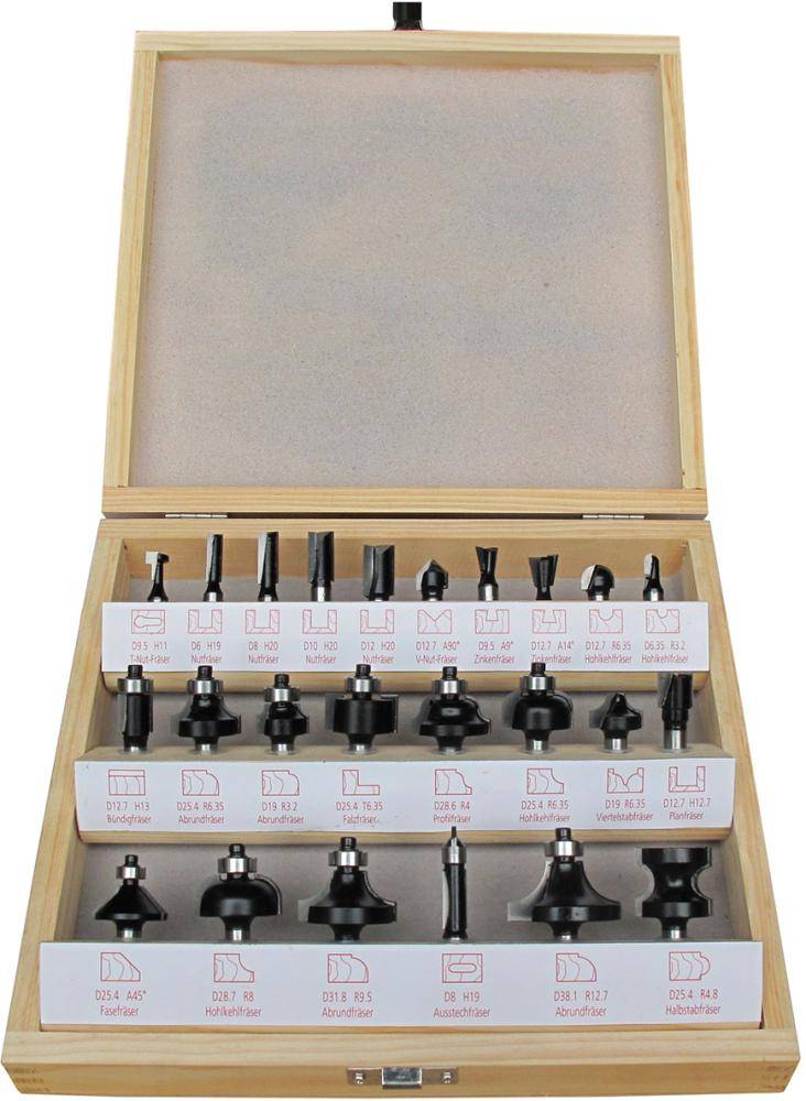 Fräser-Satz HW 24tlg. S8 im Holzkasten FORTIS