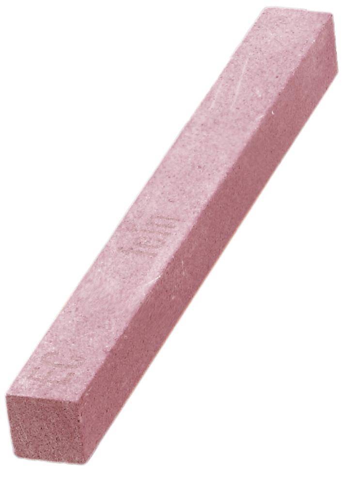 Ein rosafarbener rechteckiger Kreidestift auf weißem Hintergrund, diagonal dargestellt.