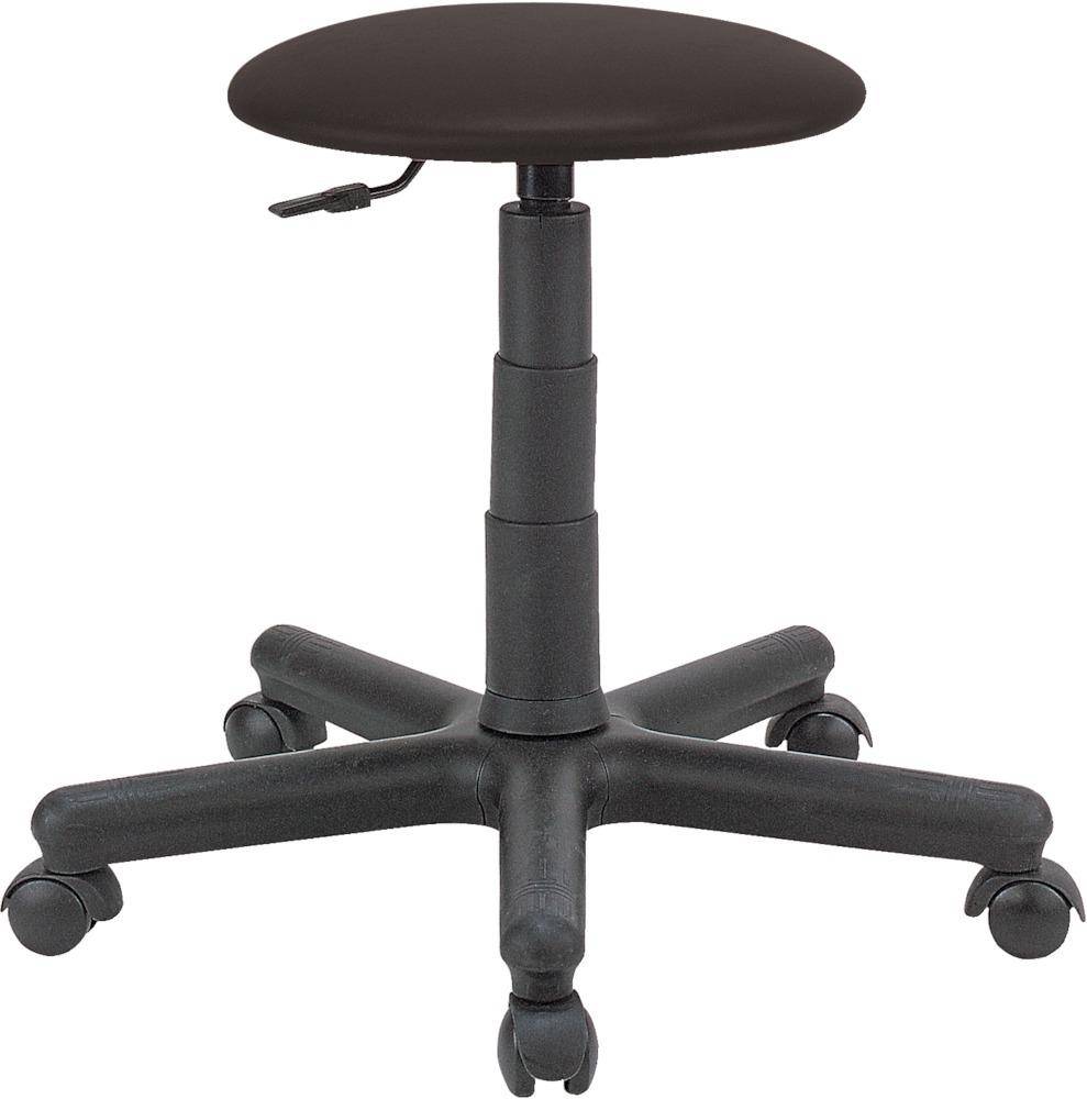 Drehhocker Goliath Kunstledersitz schwarz Sitzhöhe 395-530 mm mit Rollen