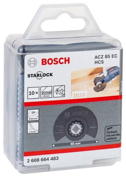 Bosch Starlock ACZ 85 EC HCS Sägeblatt-Pack, bestehend aus 10 Stück mit einem Durchmesser von 85 mm. Kompatibel mit Bosch, Fein und anderen Multitool-Systemen.
