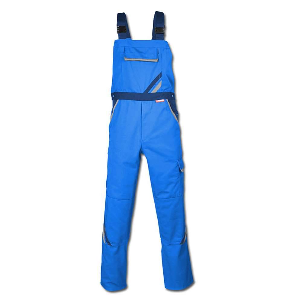 Arbeitslatzhose - Gr. 48 - kornblau/marine - Streifen marine/zink - 65% Polyester - 35% Baumwolle - ca. 285 g/m² - strapazierfähig -"Highline"