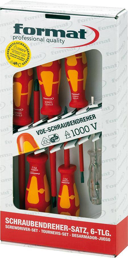 Schraubendreher-Satz VDE mit Spannungsprüfer PZ 6-teilig FORMAT