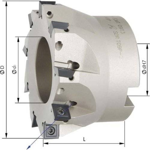 IHTec Eckmesserkopf 90 °mit Innenkühlung D 40 mm Z 5 für SOMT09