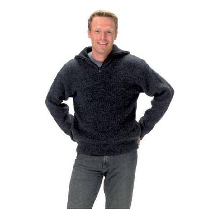 Troyer Pullover "Föhr" - Gr. S (46-48) - blau-meliert - 100 % Polyacryl - Troyerkragen - schwere, warme Strapazierqualität