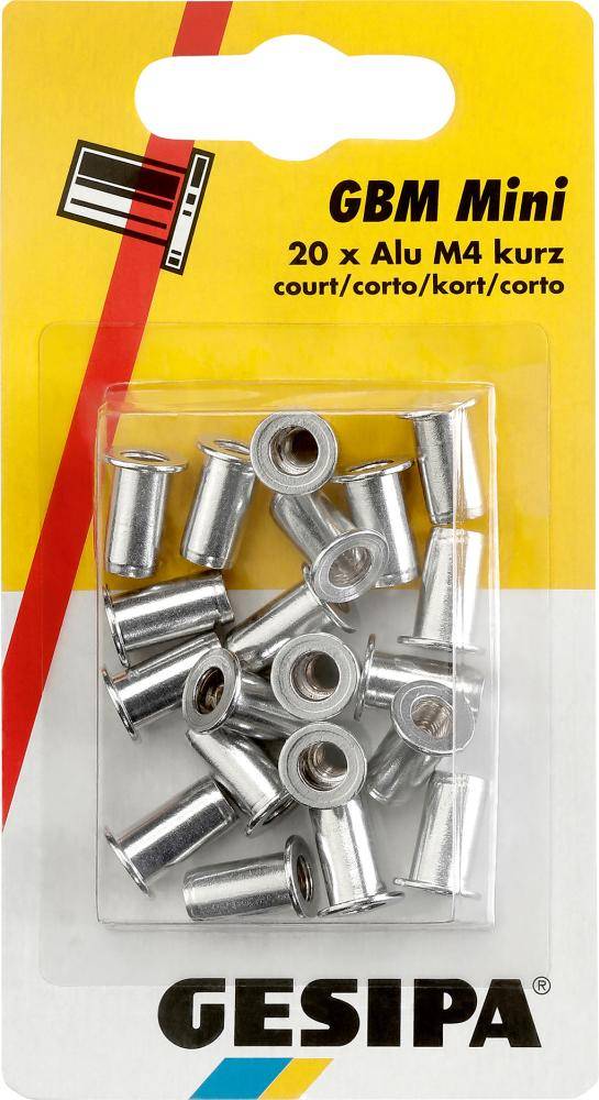 Blindnietmuttern Alu im Mini-Pack M4 kurz GESIPA