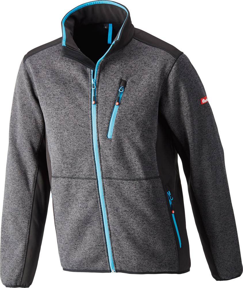 Strickjacke,Softshell,Gr.XL,d-grau-türkis,FORTIS