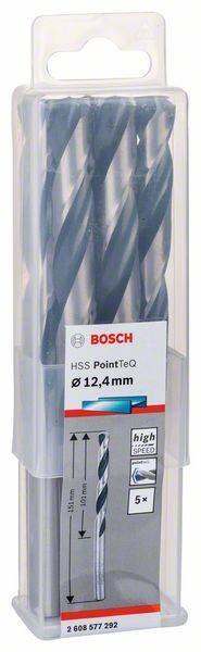 Bosch-Bohrbitset mit Beschriftung 'HSS PointTeq Ø 12,4 mm