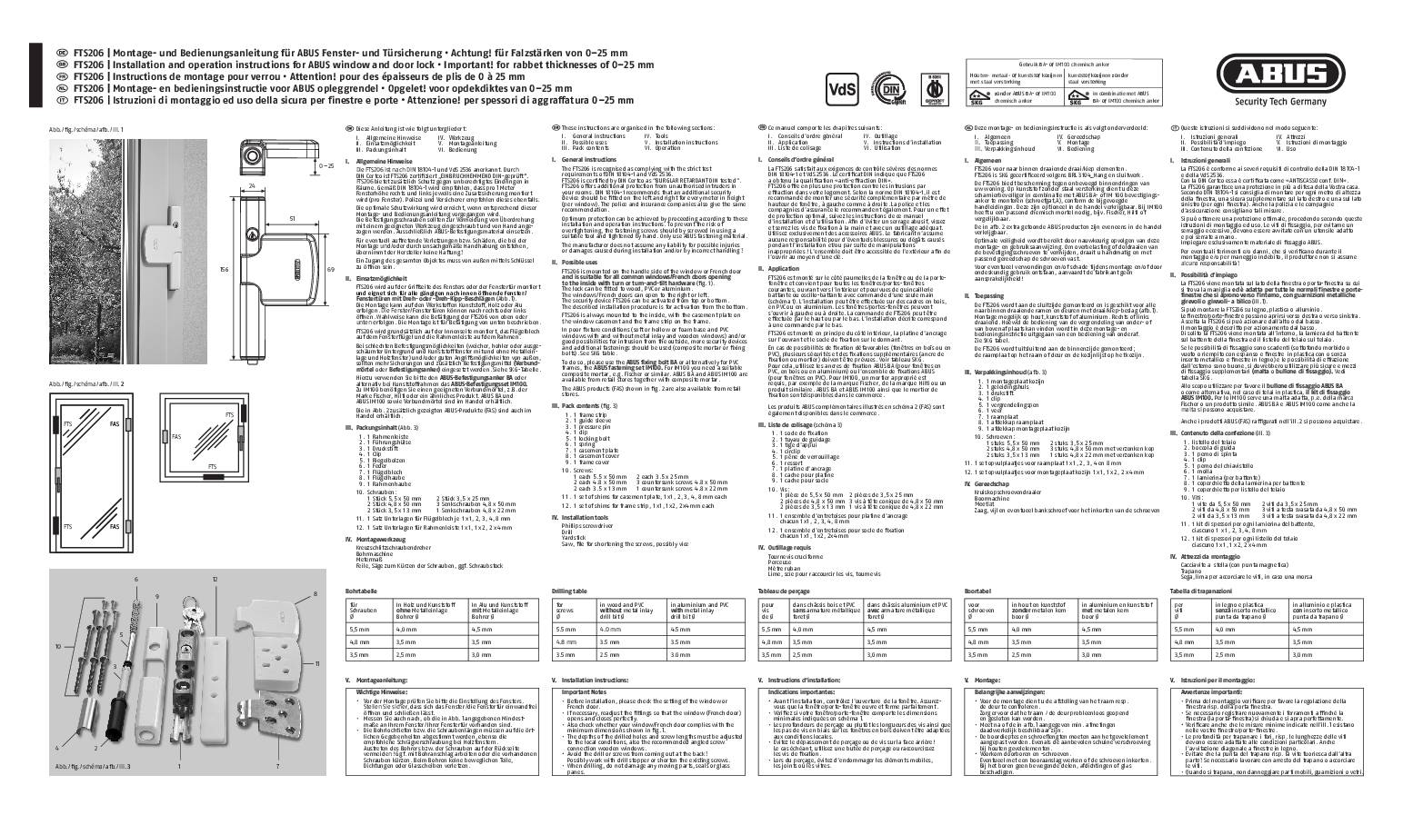 ABUS Fenster-Zusatzsicherung FTS206S silber gleichschl. AL0125