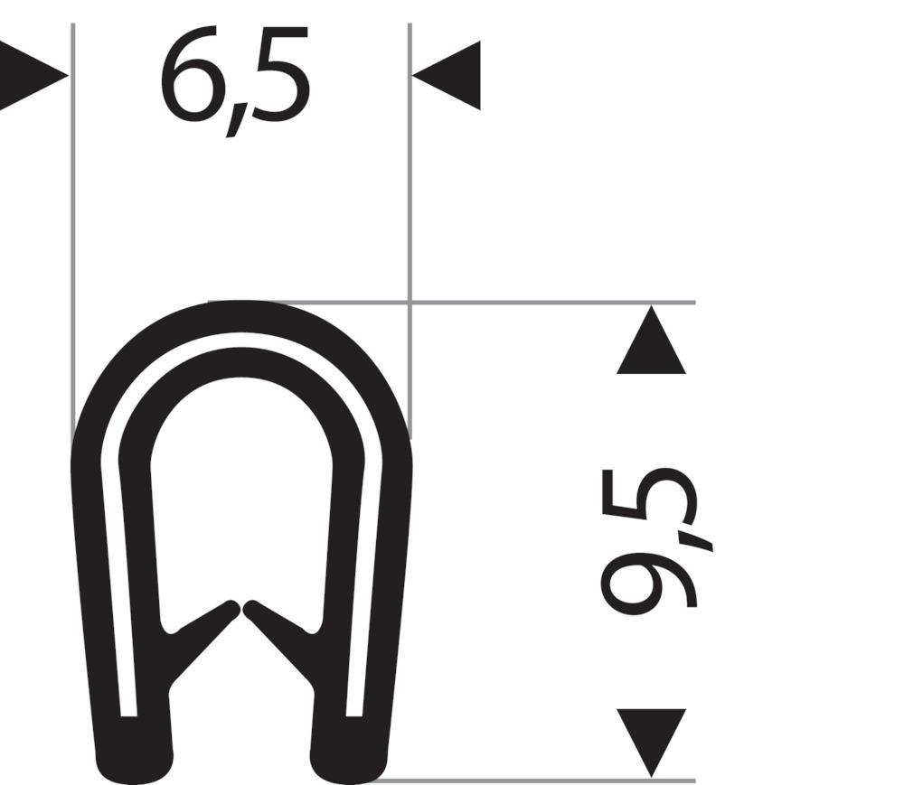 Kantenschutz flexibel rund, schwarz, 6,5x9,5 mm, Klemmbereich 1,0-2,0mm, 10m FORTIS - Artikel: 4063726009128