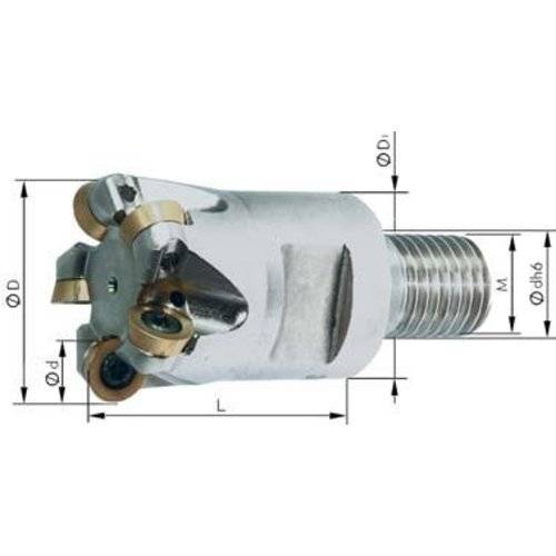 IHTec Einschraubfräser mit AG M16 D 35 mm Z 5 mit mit Innenkühlung für RD