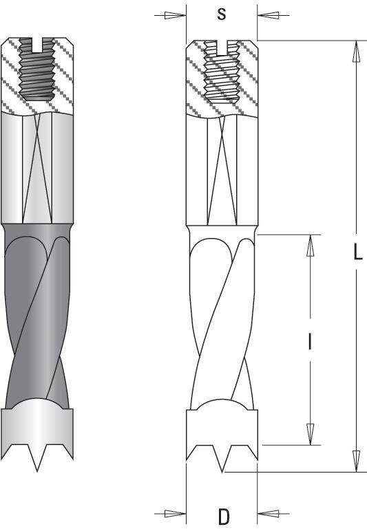 HW-Kombi-Dübellochbohrer D8 l27 L57,5 Links