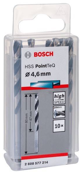 Bosch HSS PointTeQ Bohrer-Set, 4,6 mm, Längenoptionen 80 mm und 47 mm, Schnellarbeitsstahl für effizientes Bohren.