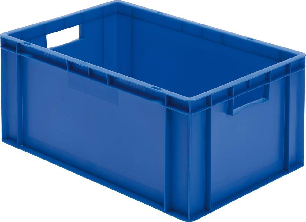 Transport-Stapelkasten B600xT400xH270 mm blau, geschlossen mit Griffloch