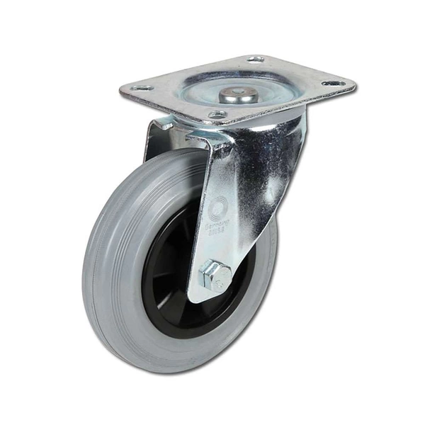 Lenkrolle - Gummirad - Rollenlager - Rad-Ø 100 mm - Bauhöhe 128 mm - Tragkraft 70 kg Lenkrolle - Gummirad - Rollenlager - Rad-Ø 100 mm - Bauhöhe 128 mm - Tragkraft 70 kg