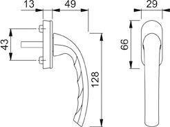 Fenstergriff 0710/U26 N10A,F9016, 7x32,o.Schrauben