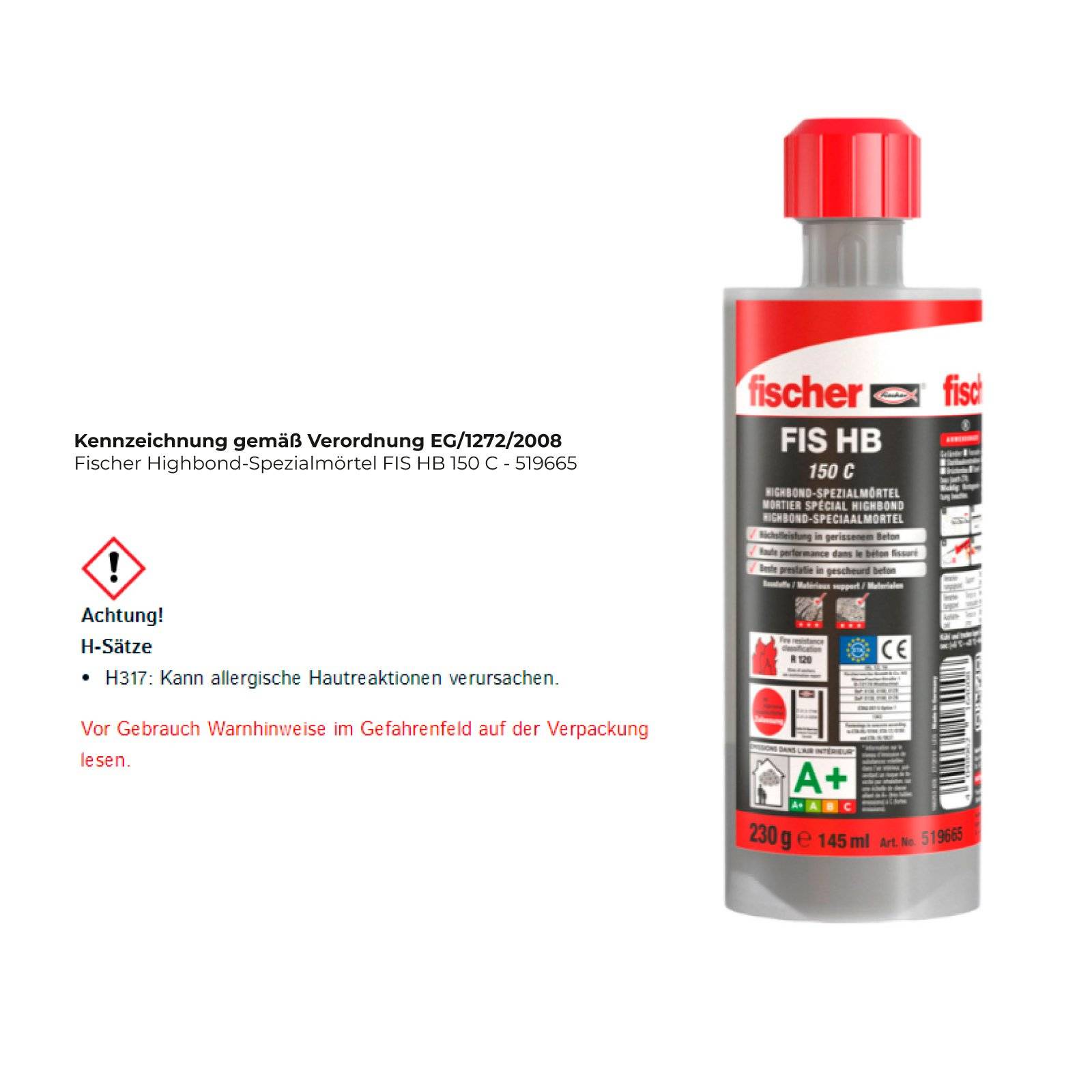 6 Stück Fischer Deutschl. Spezialmörtel FIS HB 150 C