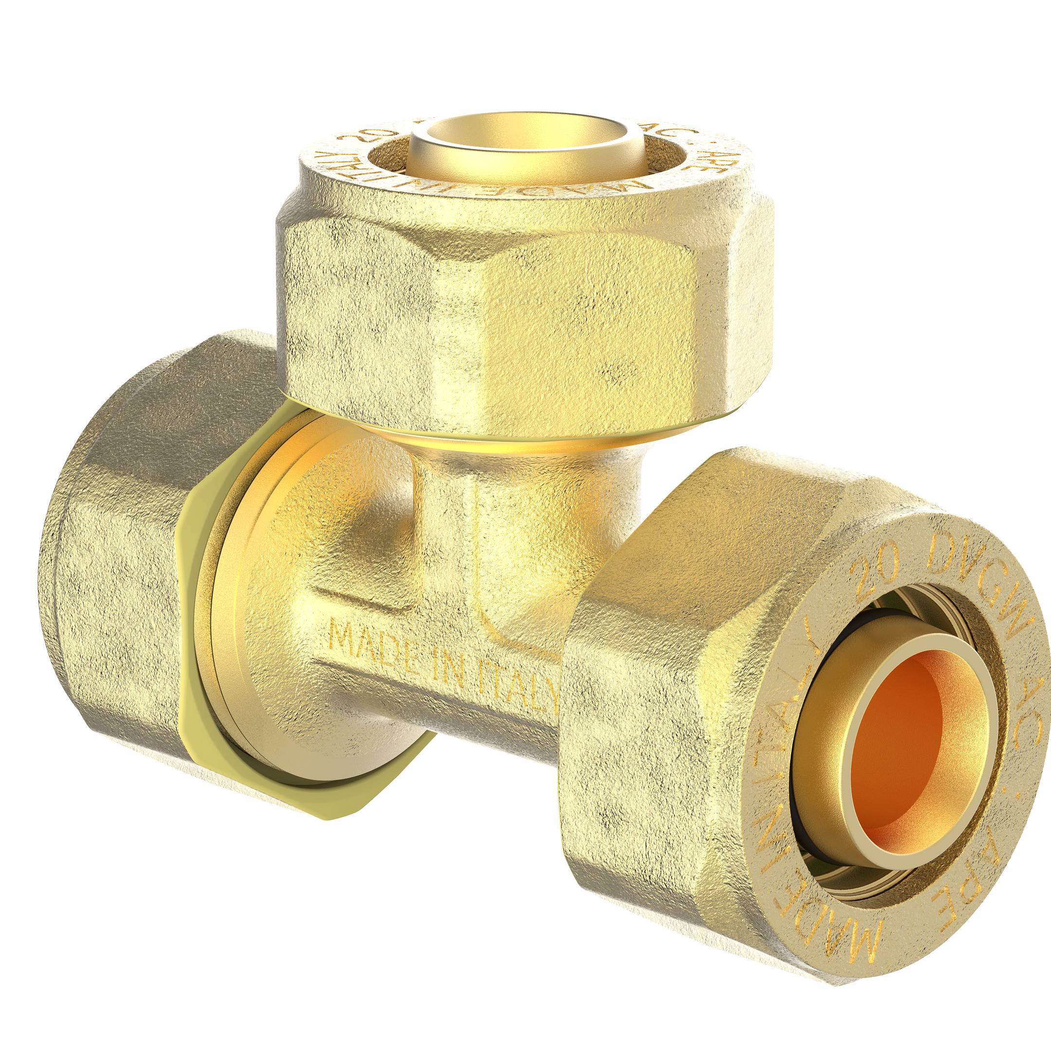 MS T-Stück, blank, 16 mm, Klemmfitting für MSVR