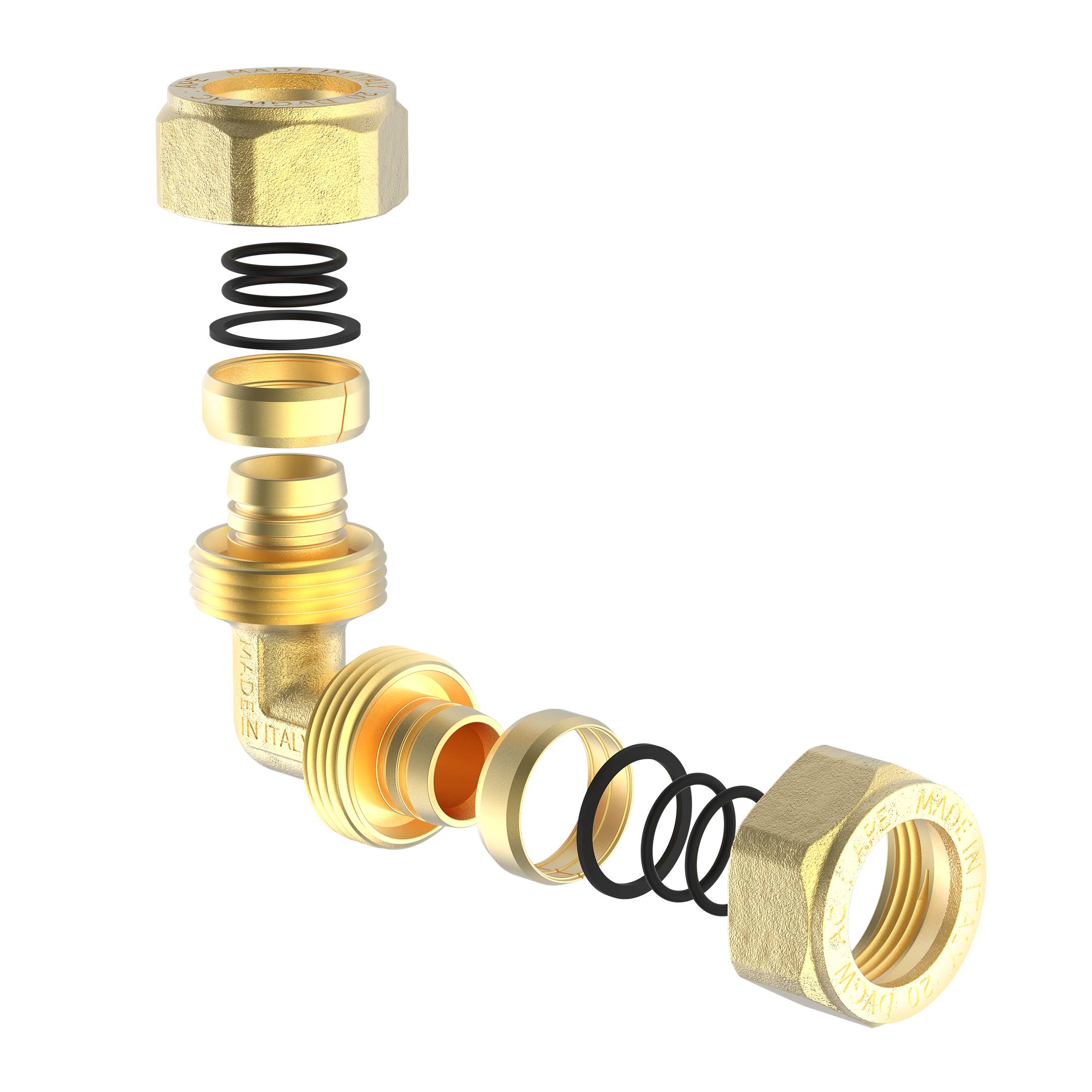 MS Winkel 90°, blank, 20 mm, Klemmfitting für MSVR