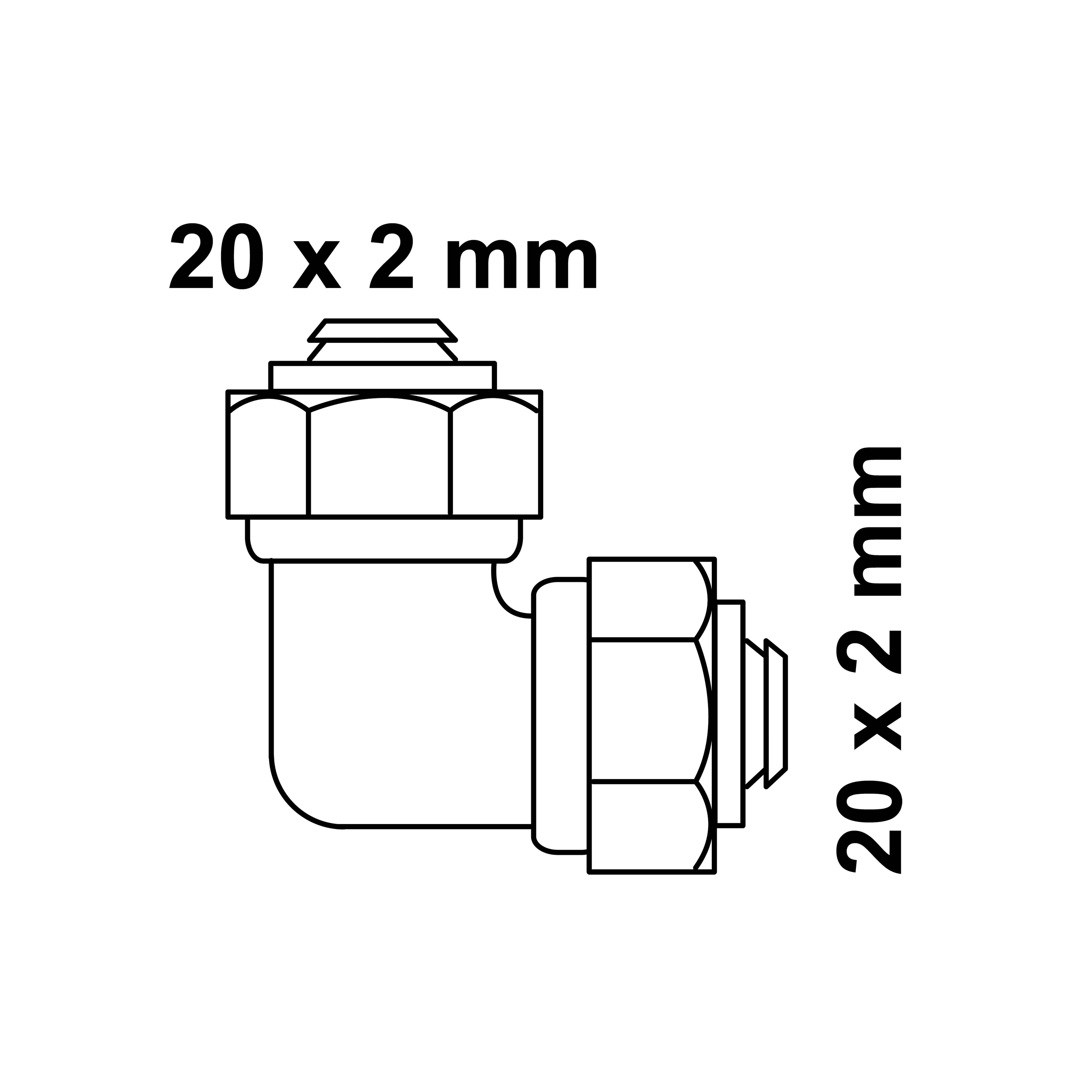 MS Winkel 90°, blank, 20 mm, Klemmfitting für MSVR