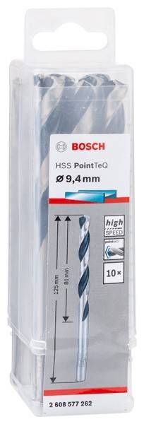 Bosch HSS PointTeQ Bohrer, Durchmesser 9,4 mm, Hochgeschwindigkeit, 10 Stück.