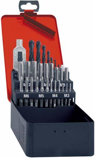 Handgewindebohrer-Set DIN352 HSS + Kernlochbohrer M3-12 FORMAT