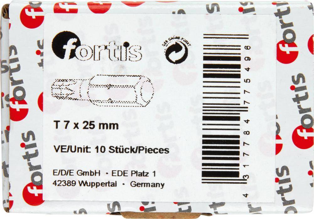 Bit zähhart 1/4" DIN3126 C6,3 T7x25mm 10er Pack FORTIS