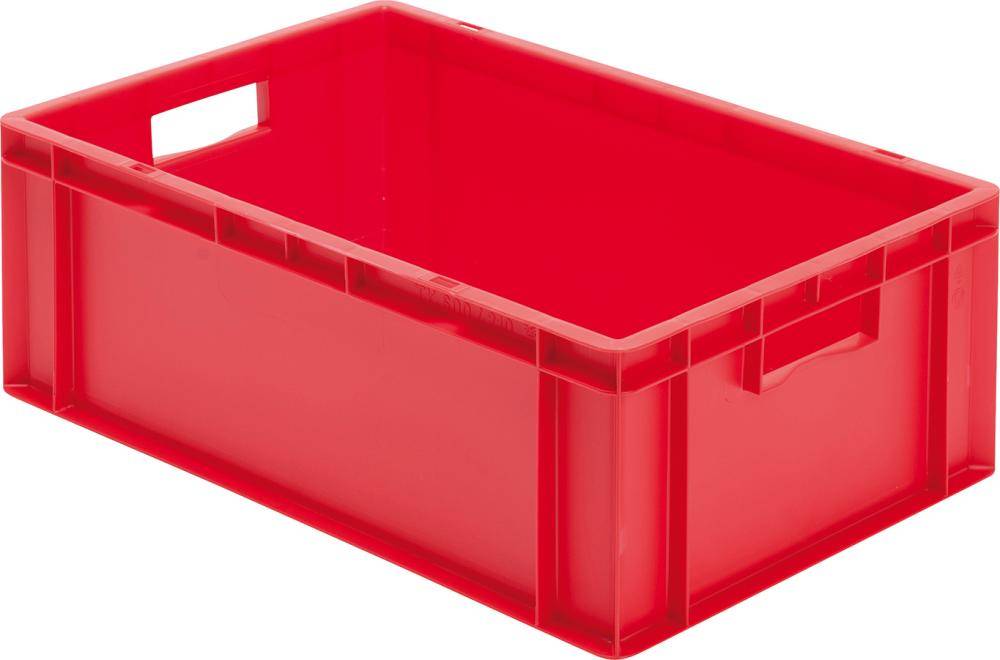 Transport-Stapelkasten B600xT400xH210 mm rot, geschlossen mit Griffloch