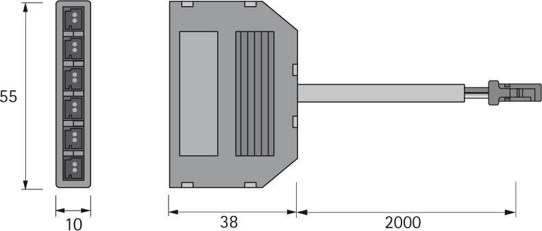 6-fach Verteiler M1 12VDCL2000mm, schwarz