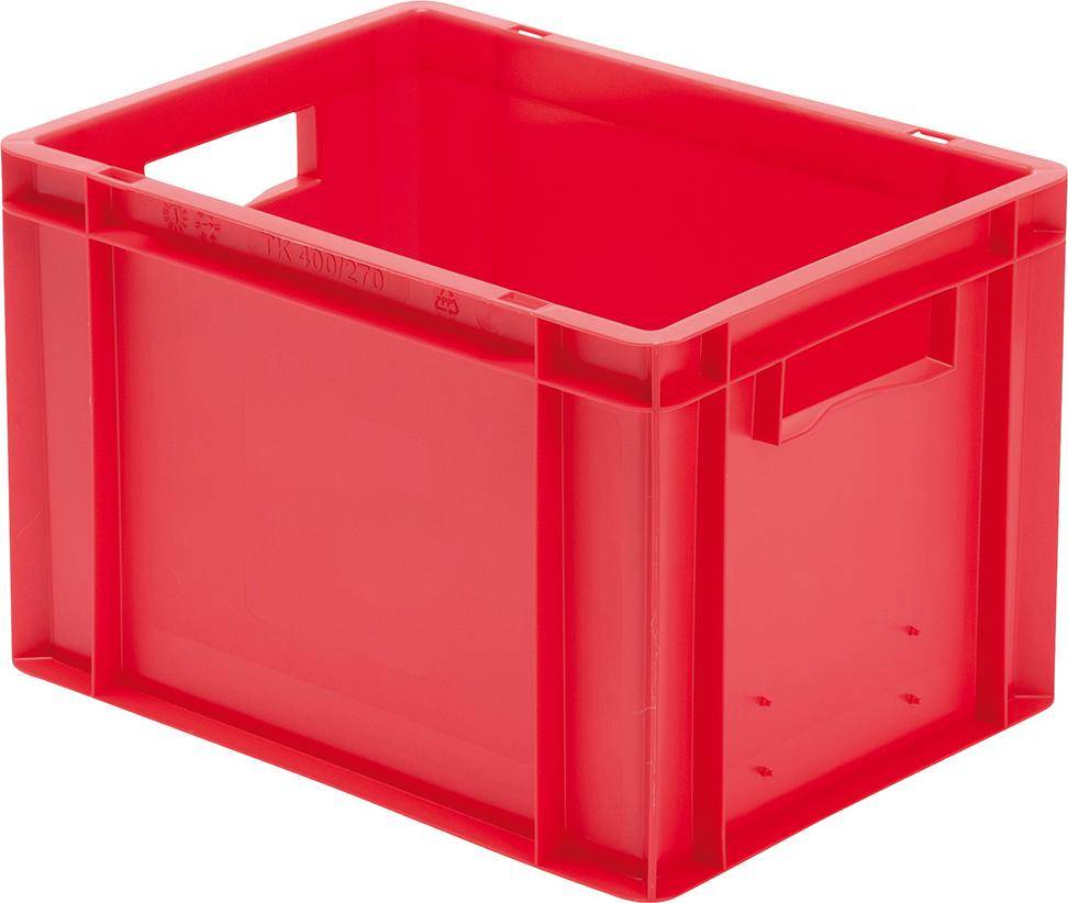 Transport-Stapelkasten B400xT300xH270 mm rot, geschlossen mit Griffloch