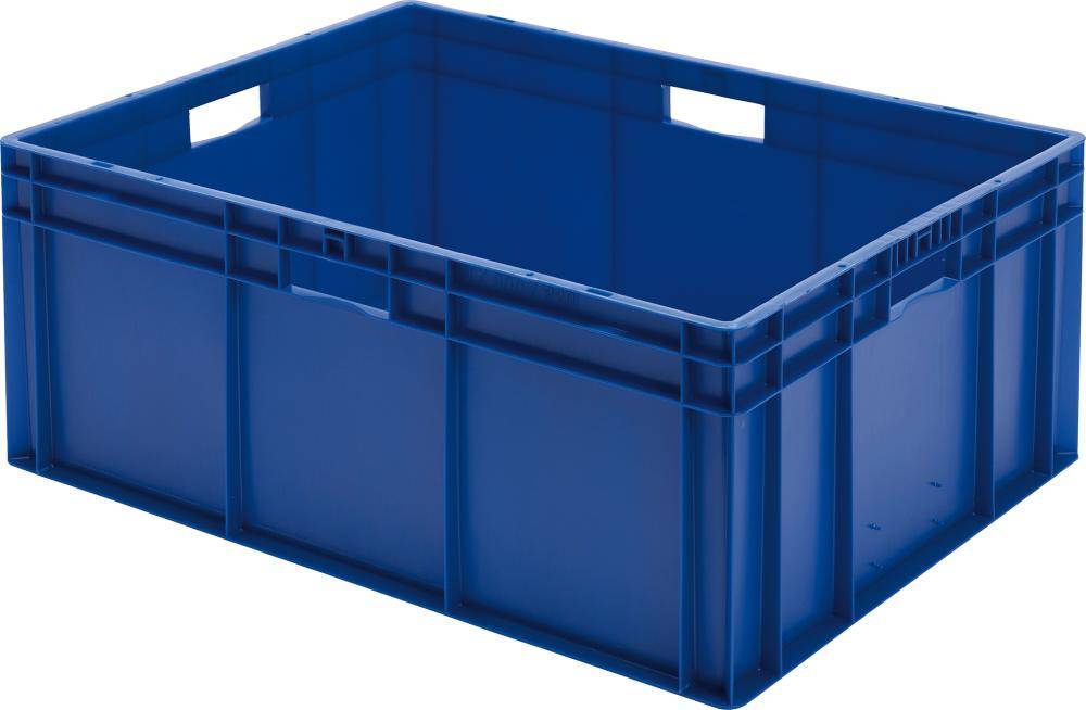 Transport-Stapelkasten B800xT600xH320 mm blau, geschlossen mit Griffloch