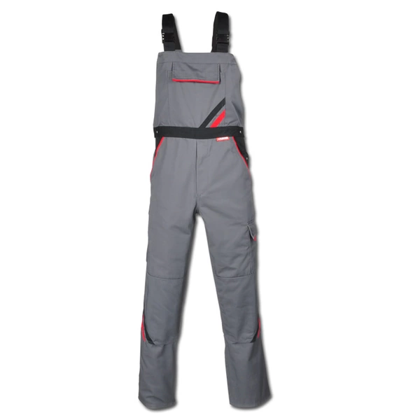 Arbeitslatzhose - Gr. 48 - schiefer/schwarz - Streifen schwarz/rot - 65% Polyester - 35% Baumwolle - ca. 285 g/m² - strapazierfähig -"Highline" Arbeitslatzhose - Gr. 48 - schiefer/schwarz - Streifen schwarz/rot - 65% Polyester - 35% Baumwolle - ca. 285 g/m² - strapazierfähig -"Highline"