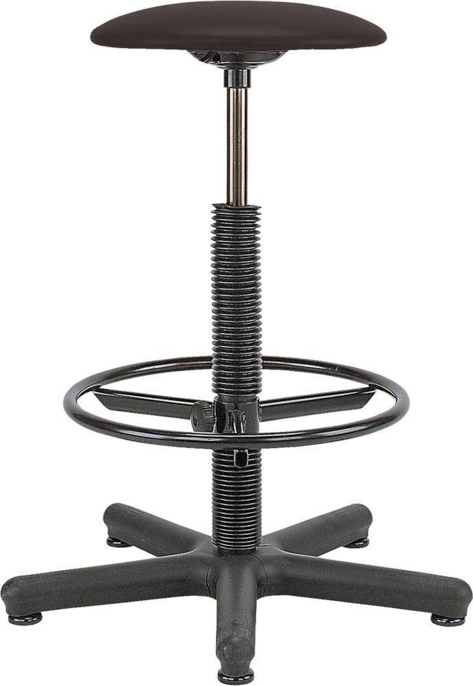 Drehhocker Goliath Kunstledersitz schwarz Sitzhöhe 520-785 mm mit Gleiter und Fußring