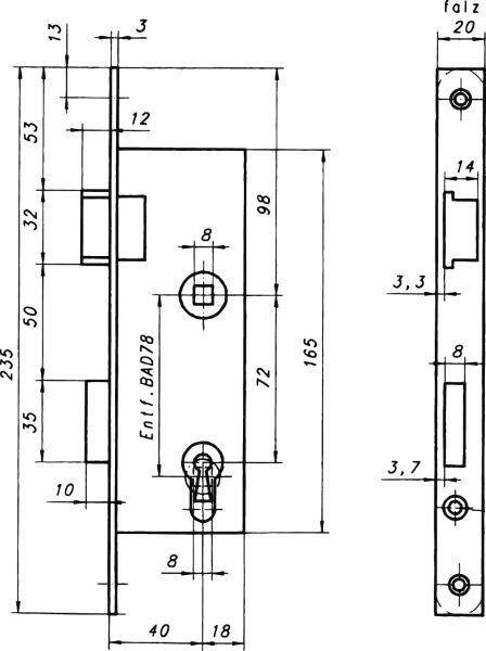 Glastürschloß PZW D40mm DIN ls