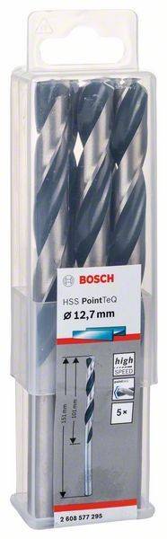Bosch HSS PointTeQ Bohrer-Set, Durchmesser 12,7 mm, in einer Plastikbox präsentiert.