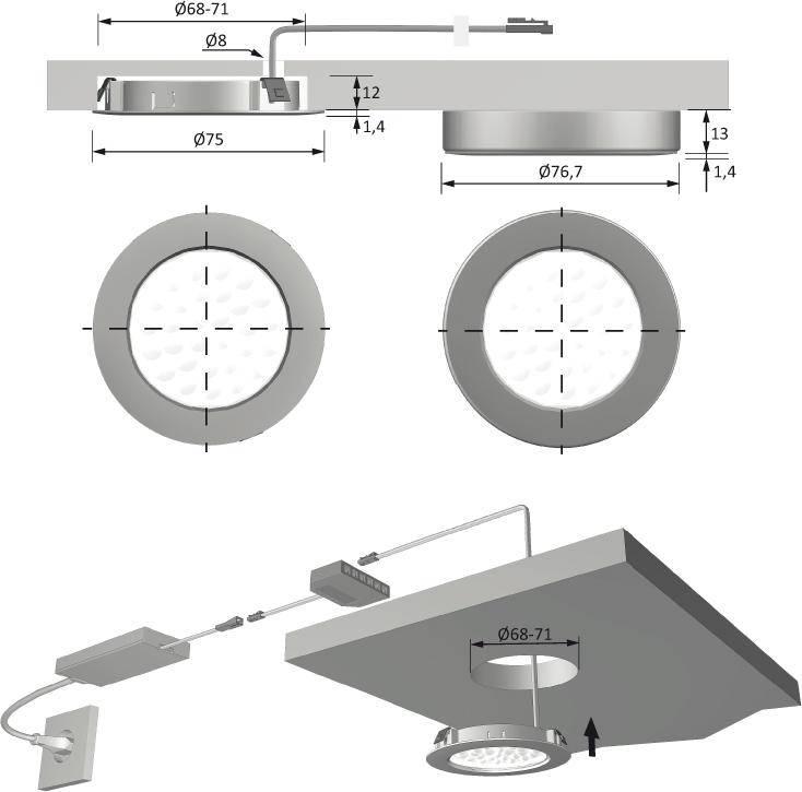 Eco Power L EDS OP mw2 12VDC, 3.2W, 1.8m LTG, M1