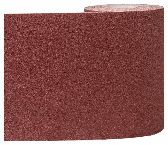 Eine Rolle groben, roten Schleifpapiers, die zum Glätten von Oberflächen bei Holz- oder Metallbearbeitungsprojekten verwendet wird.