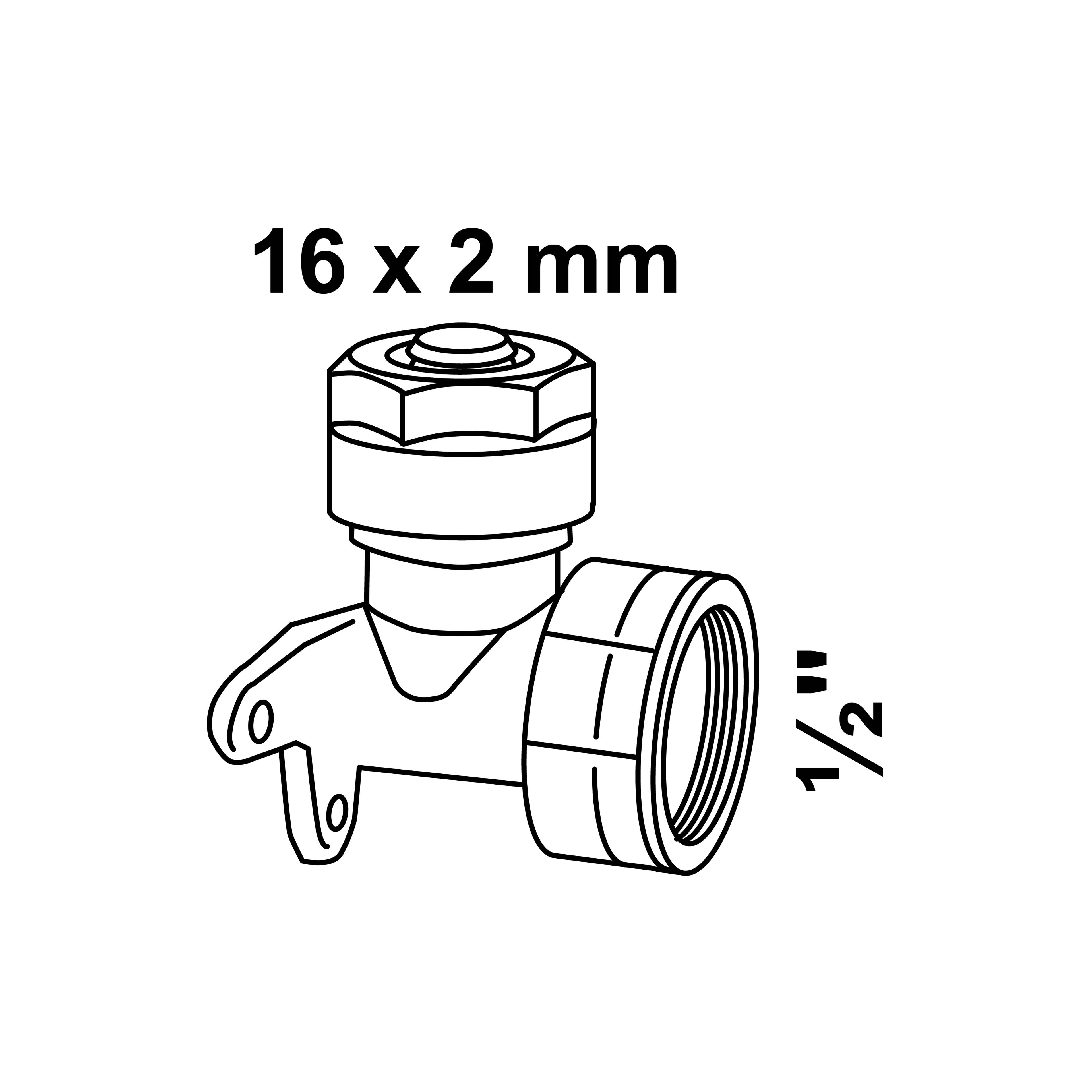 MS Wandscheibe, blank, 16 mm x 1/2"IG, Klemmfitting für MSVR