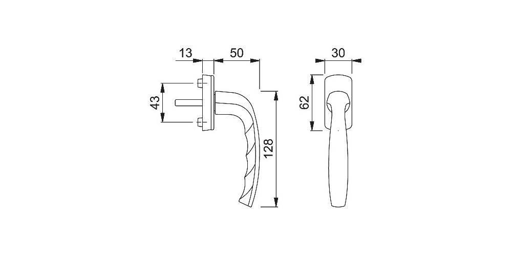 HOPPE Fenstergriff New York 0810/U10 Vierkantmaß 7mm Stift 35mm